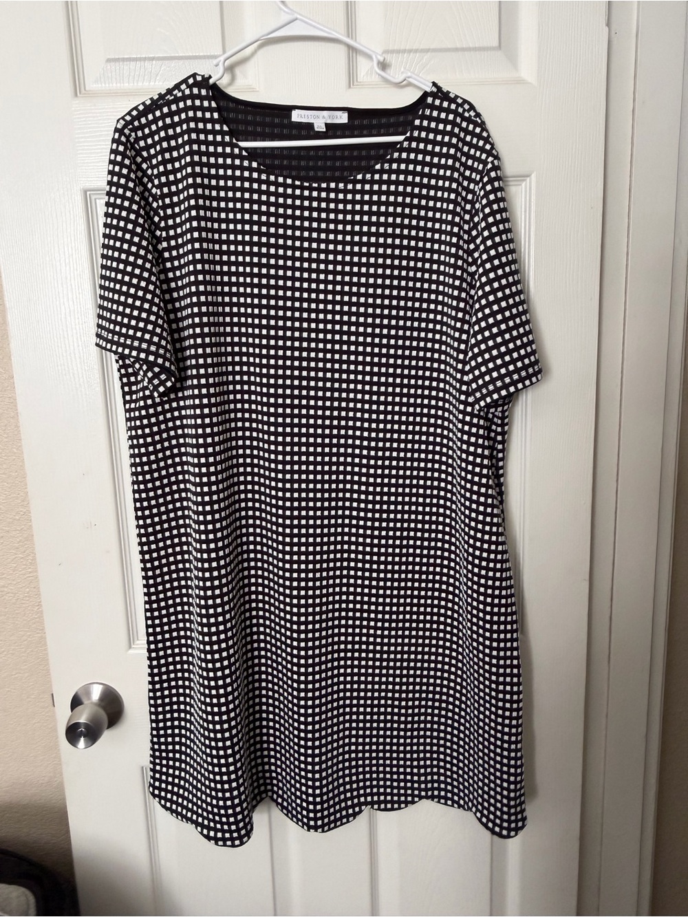 Preston & York Black and White Check Midi Dress
